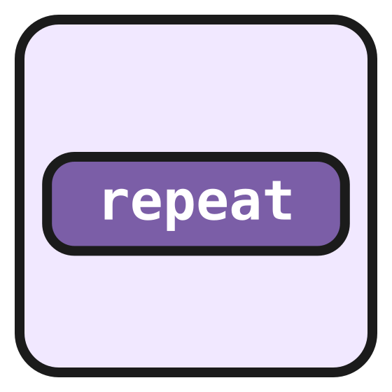 The coder word repeat on a purple banner