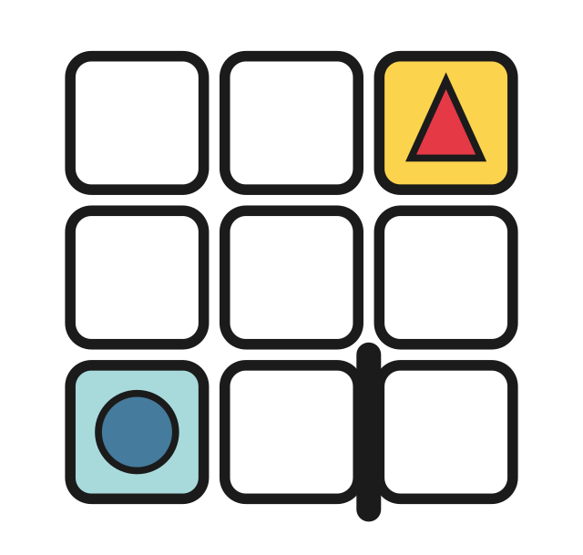 A three by three grid with a wall blocking the bottom road to the flag