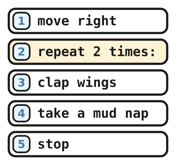 The example show with one silly hidden line: take a mud nap