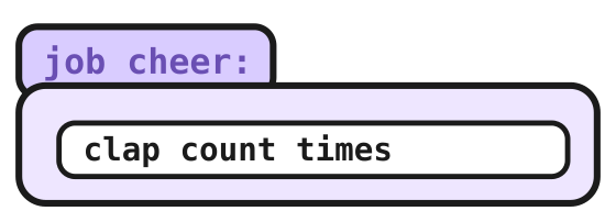 The cheer job with one line inside: clap count times