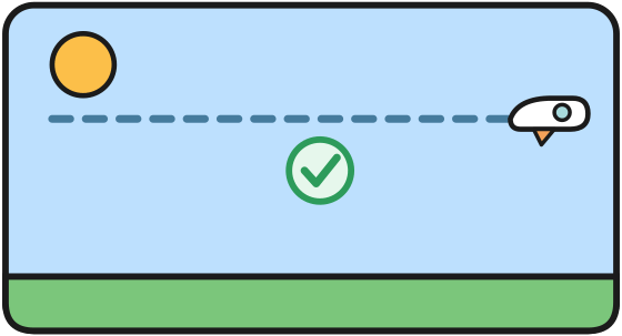 A test ship flying level all the way, with no drop
