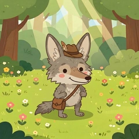 Chris the Coyote with his storyteller satchel