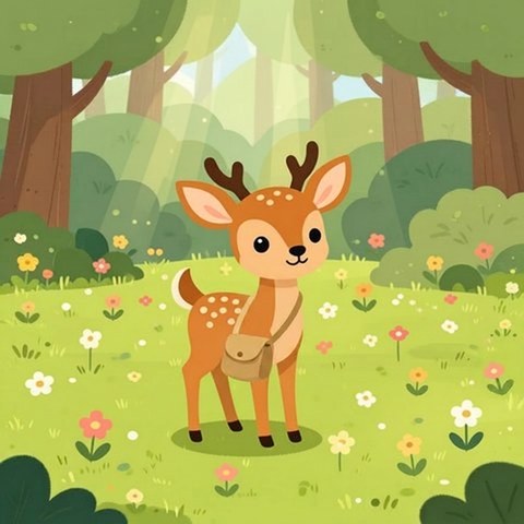 Donnie the Deer smelling a flower