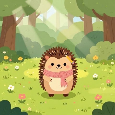 Hazel the Hedgehog with a pencil